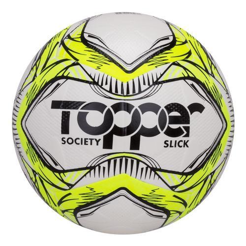 Bola De Futebol Society Slick 2020 Cor Branco/preto/amarelo Tamanho Único Topper